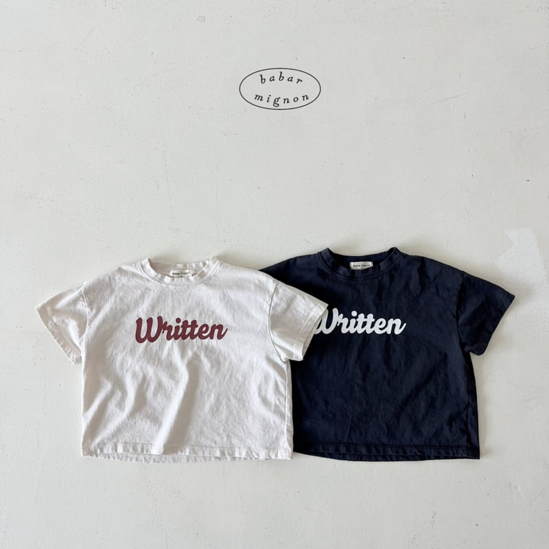 Babar Mignon - Korean Children Fashion - #stylishchildhood - Writing Short Sleeve Tee - 2