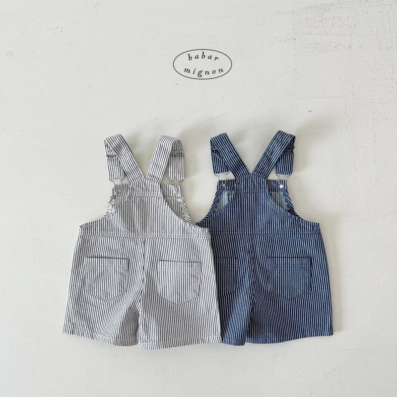 Babar Mignon - Korean Children Fashion - #todddlerfashion - Striped Denim Overalls - 5