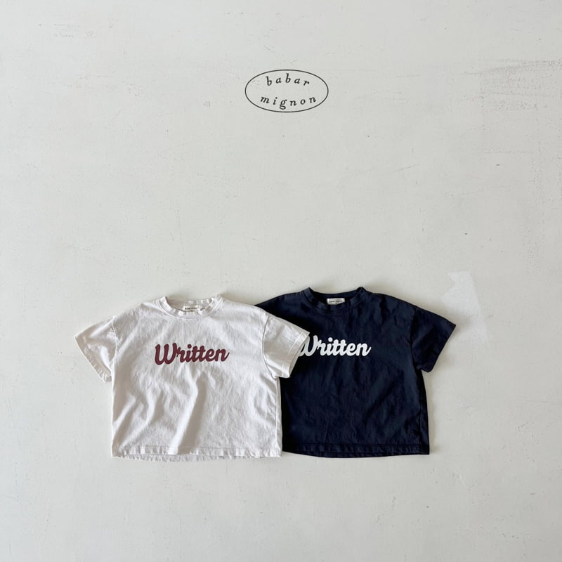 Babar Mignon - Korean Children Fashion - #toddlerclothing - Writing Short Sleeve Tee
