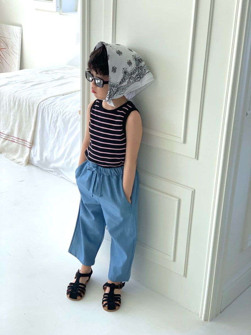 Bailey - Korean Children Fashion - #childrensboutique - Rib Stripe Sleeveless Tee - 6