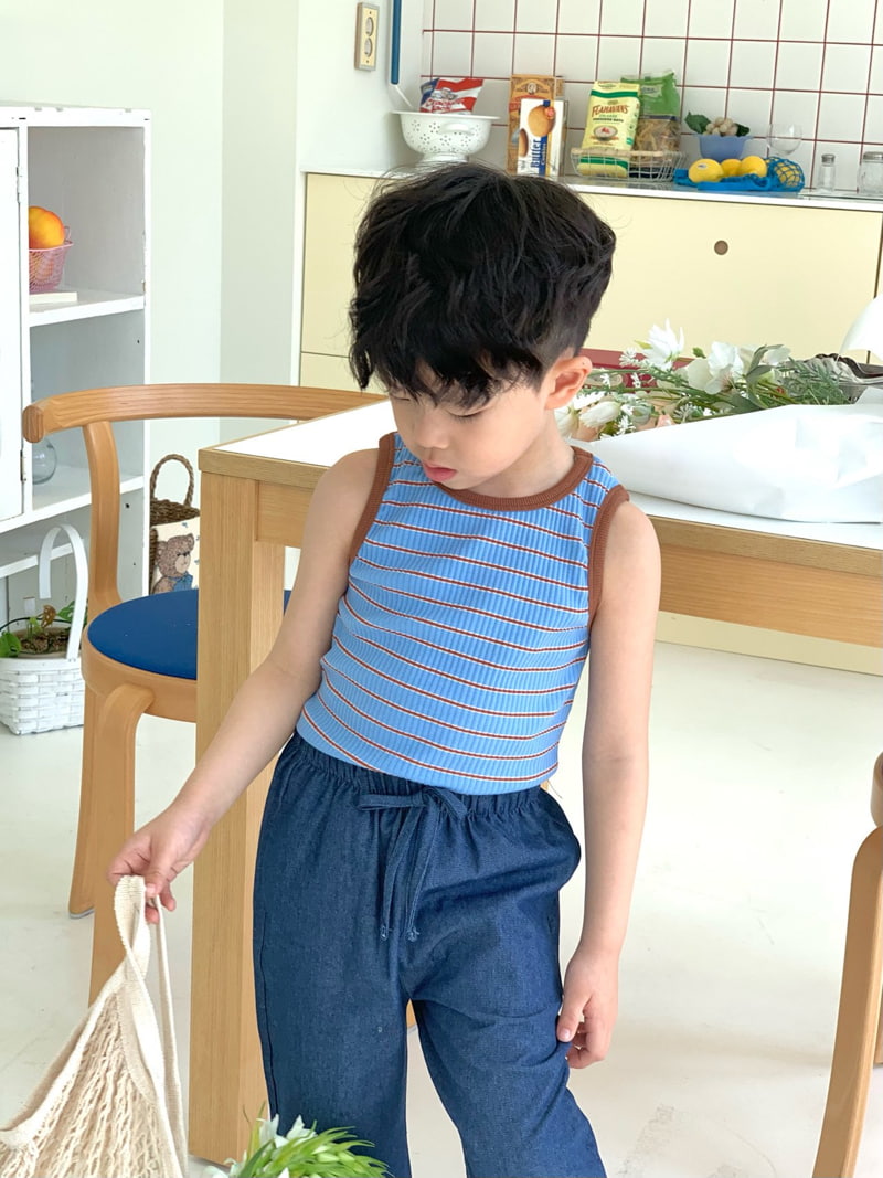 Bailey - Korean Children Fashion - #designkidswear - Rib Stripe Sleeveless Tee - 7