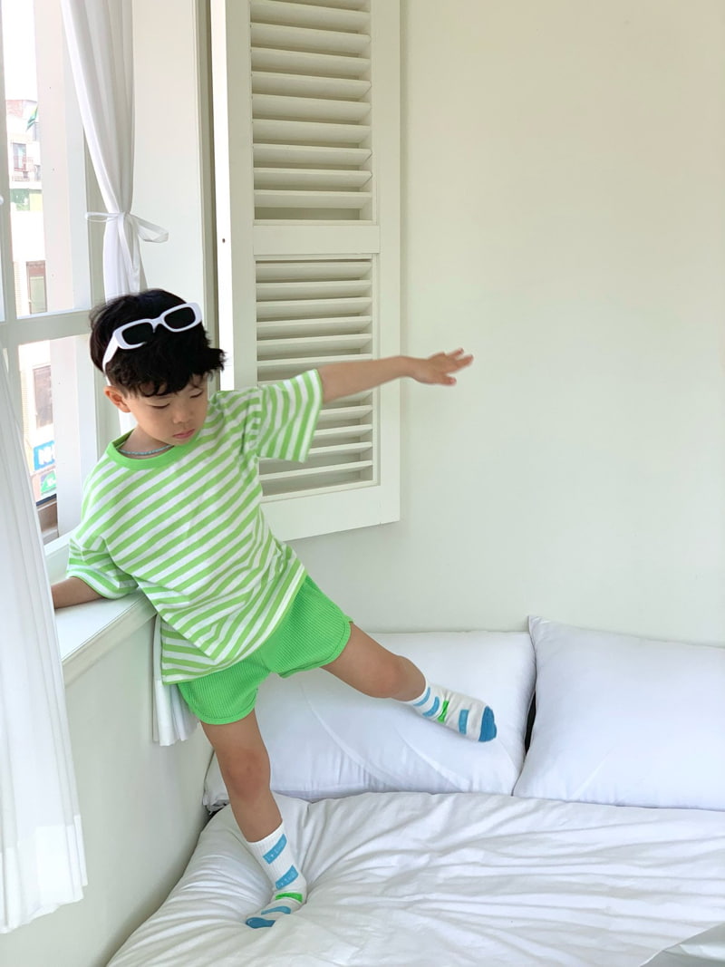 Bailey - Korean Children Fashion - #kidsshorts - Pudding Stripe Tee - 6