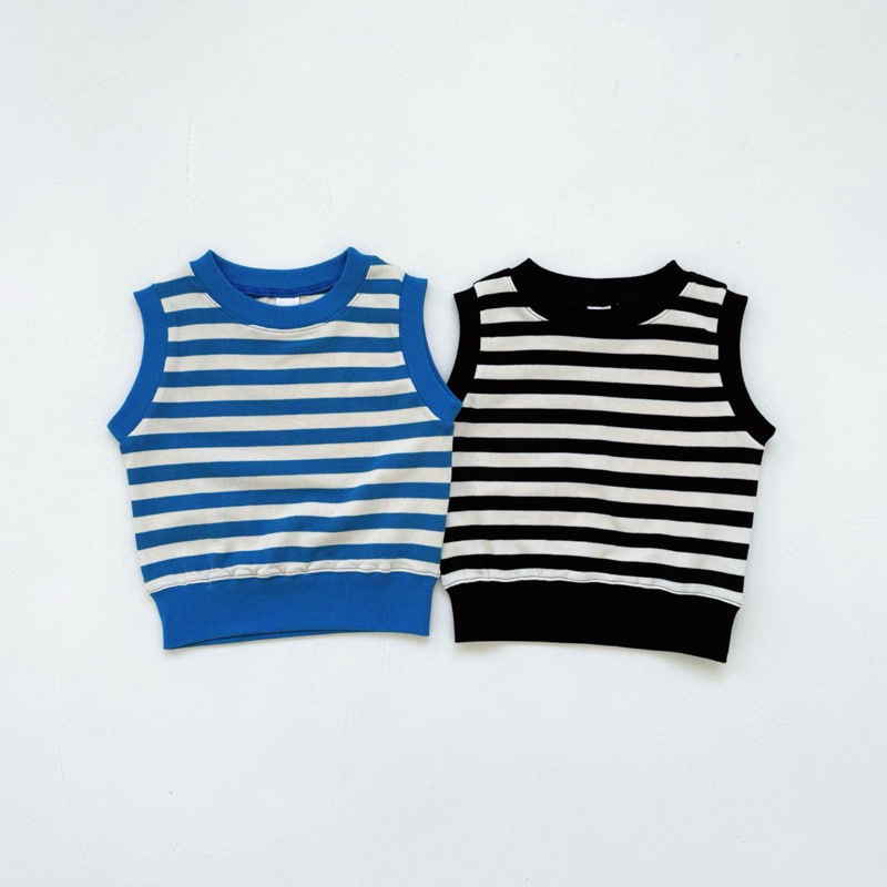 Bailey - Korean Children Fashion - #littlefashionista - Billy Stripe Sleeveless Sweatshirts - 11