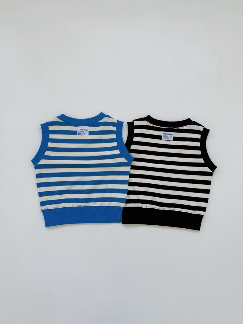 Bailey - Korean Children Fashion - #magicofchildhood - Billy Stripe Sleeveless Sweatshirts - 12