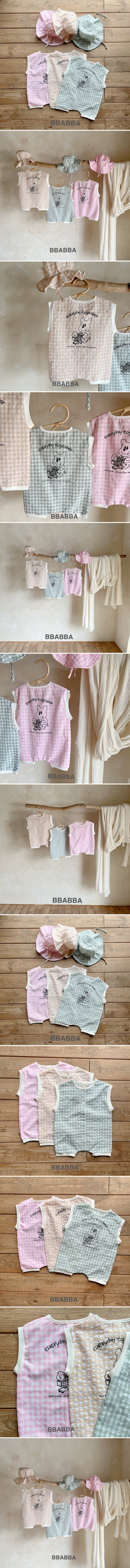 Bbabba - Korean Baby Fashion - #babyfever - Check Bear Suit (Baby)