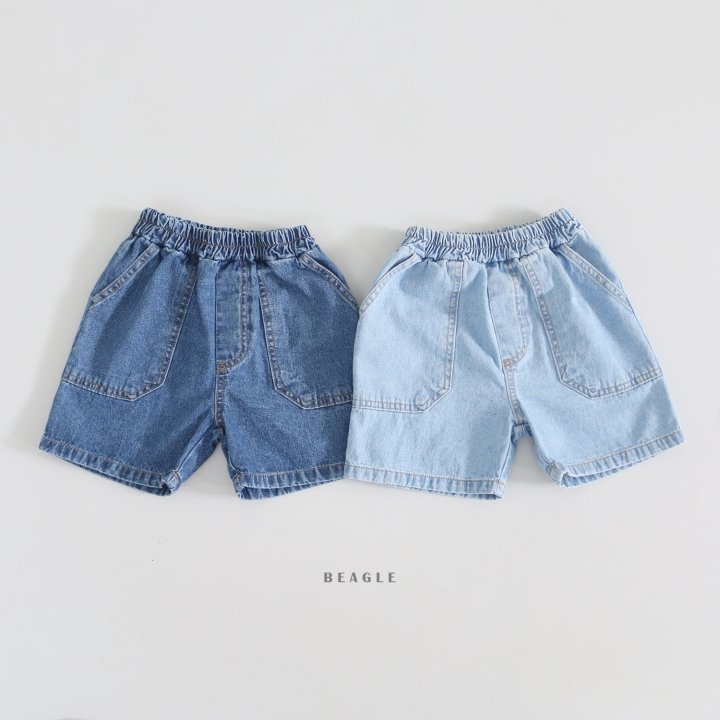 Beagle - Korean Children Fashion - #childrensboutique - Square Pocket Denim Shorts
