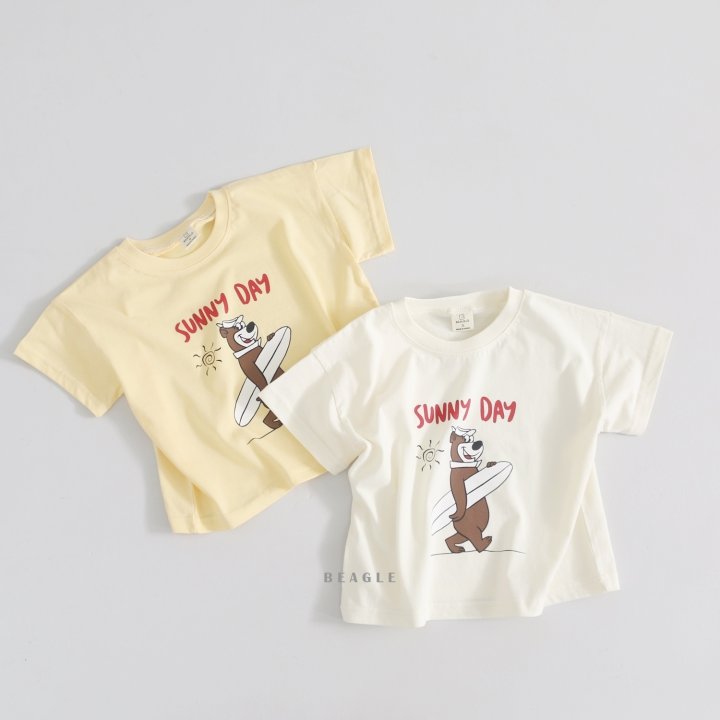 Beagle - Korean Children Fashion - #toddlerclothing - Surfing Bear Tee
