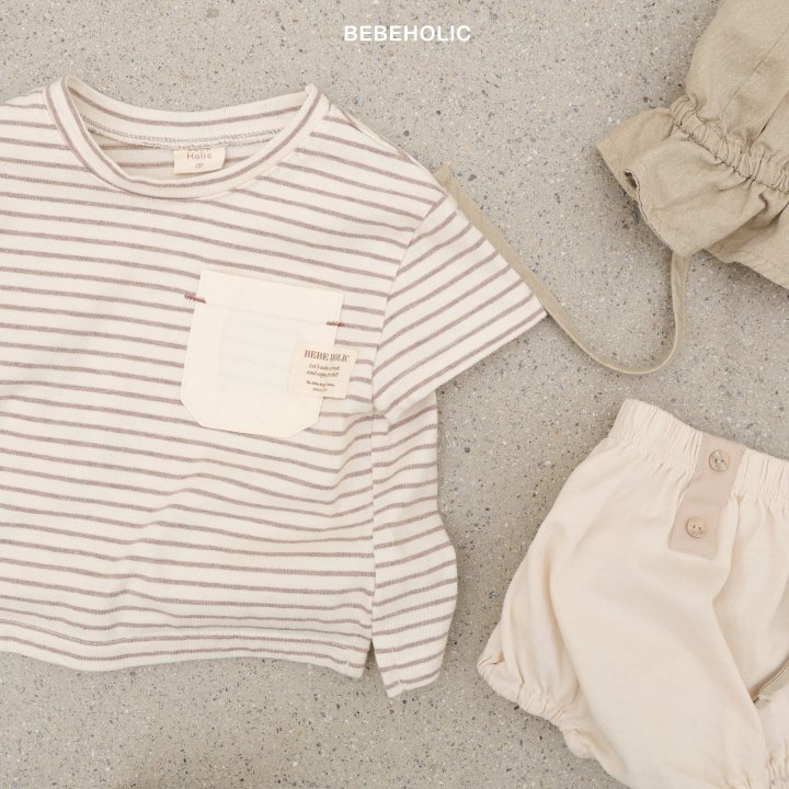 Bebe Holic - Korean Baby Fashion - #babyfashion - Stripe Pocket Tee - 10