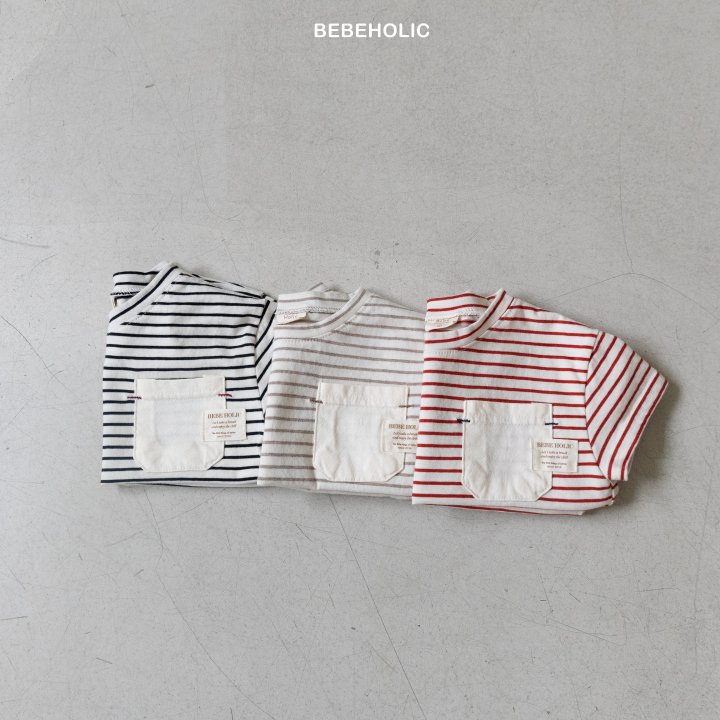 Bebe Holic - Korean Baby Fashion - #babyfever - Stripe Pocket Tee - 11