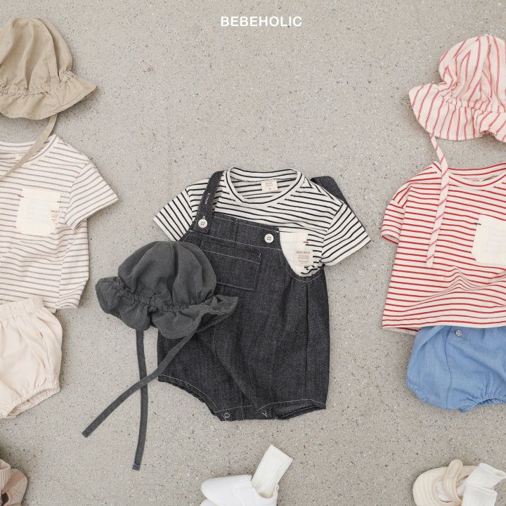 Bebe Holic - Korean Baby Fashion - #babyoutfit - Stripe Pocket Tee - 2