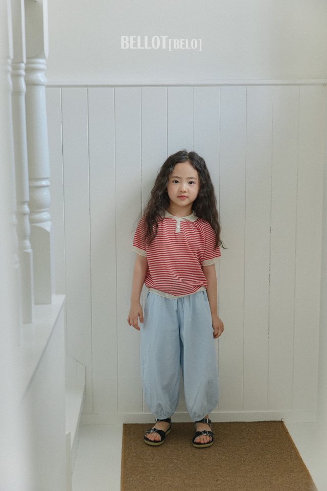 Bellot - Korean Children Fashion - #Kfashion4kids - Stripe Collar Knit Short Sleeve Tee - 3