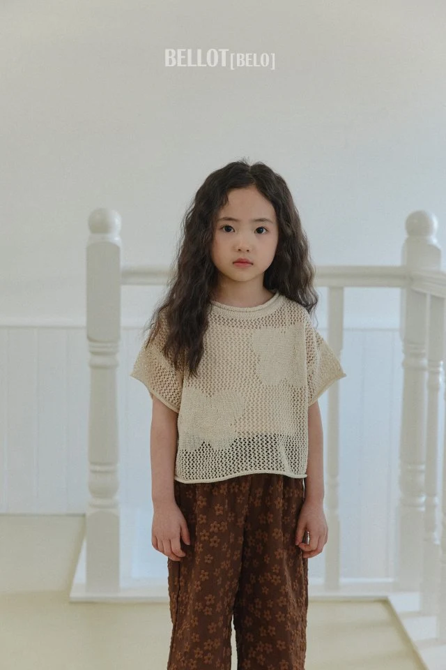 Bellot - Korean Children Fashion - #childofig - Flower Knit Short Sleeve Tee - 2