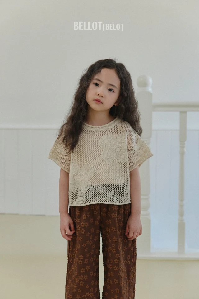 Bellot - Korean Children Fashion - #childrensboutique - Flower Knit Short Sleeve Tee - 3