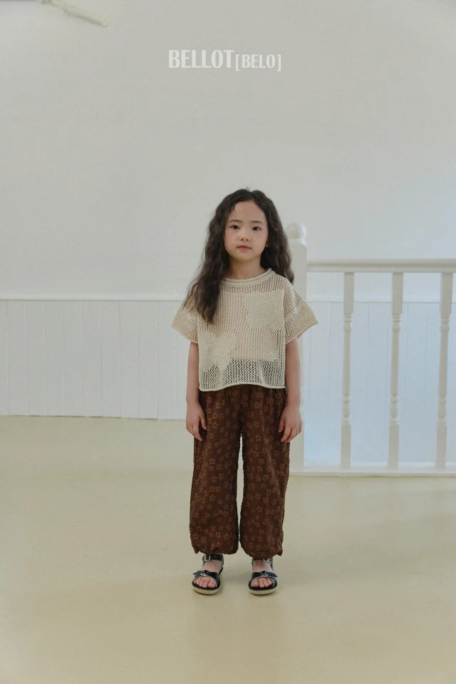 Bellot - Korean Children Fashion - #childrensboutique - Flower Knit Short Sleeve Tee - 4