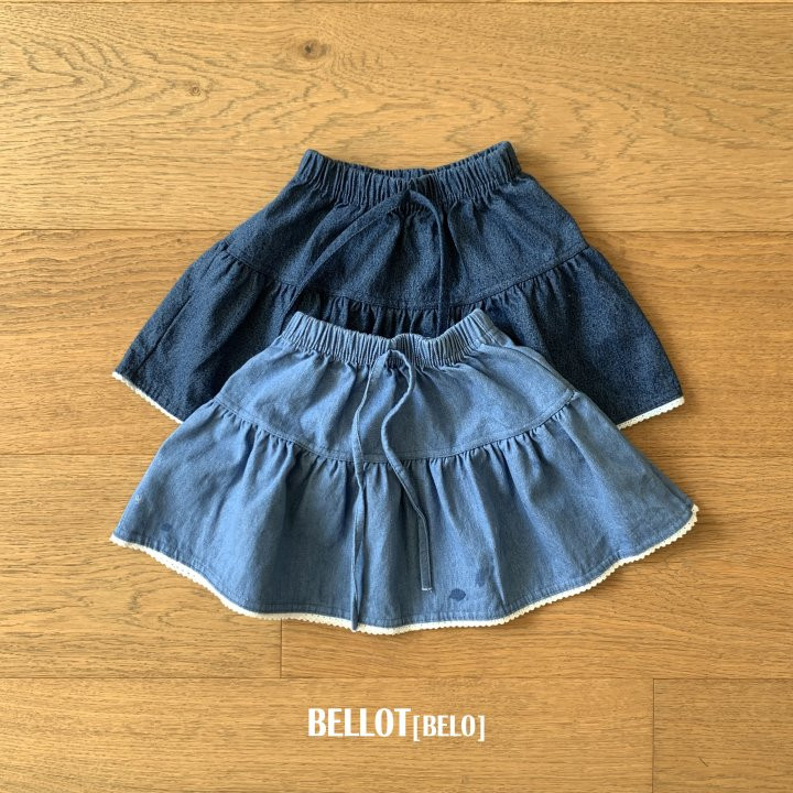 Bellot - Korean Children Fashion - #designkidswear - Lace Denim Skirt