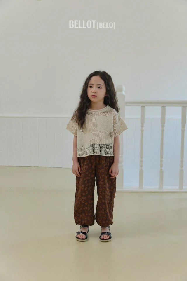 Bellot - Korean Children Fashion - #discoveringself - Flower Knit Short Sleeve Tee - 5