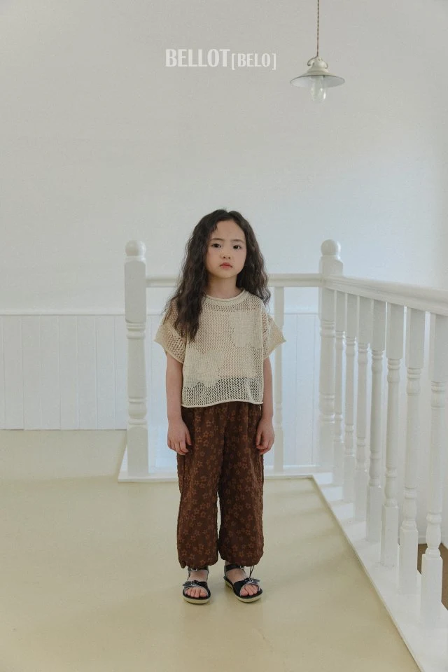 Bellot - Korean Children Fashion - #fashionkids - Flower Knit Short Sleeve Tee - 6