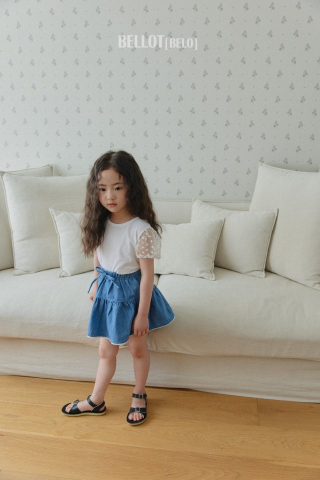 Bellot - Korean Children Fashion - #fashionkids - Lace Denim Skirt - 3