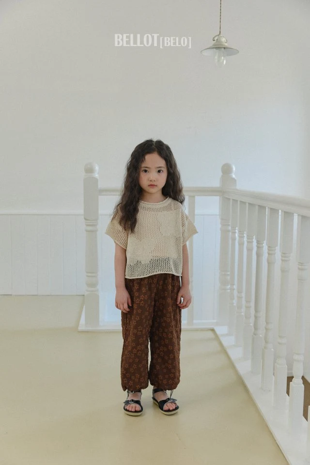 Bellot - Korean Children Fashion - #kidsshorts - Flower Knit Short Sleeve Tee - 7