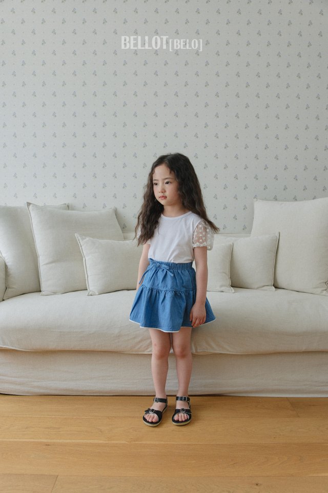 Bellot - Korean Children Fashion - #fashionkids - Lace Denim Skirt - 4