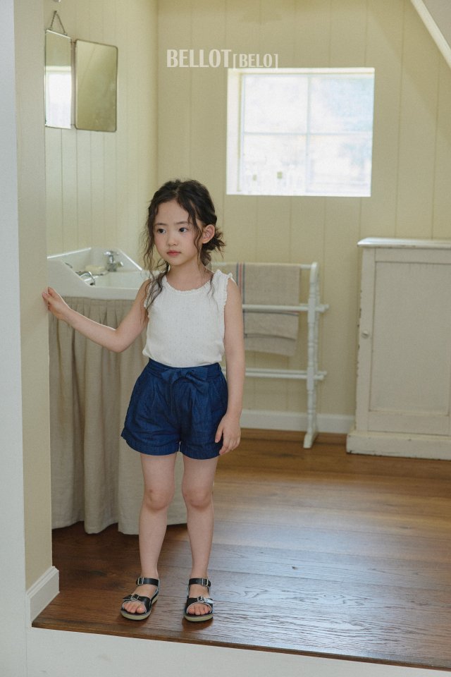 Bellot - Korean Children Fashion - #kidsshorts - Ribbon Denim Shorts - 2