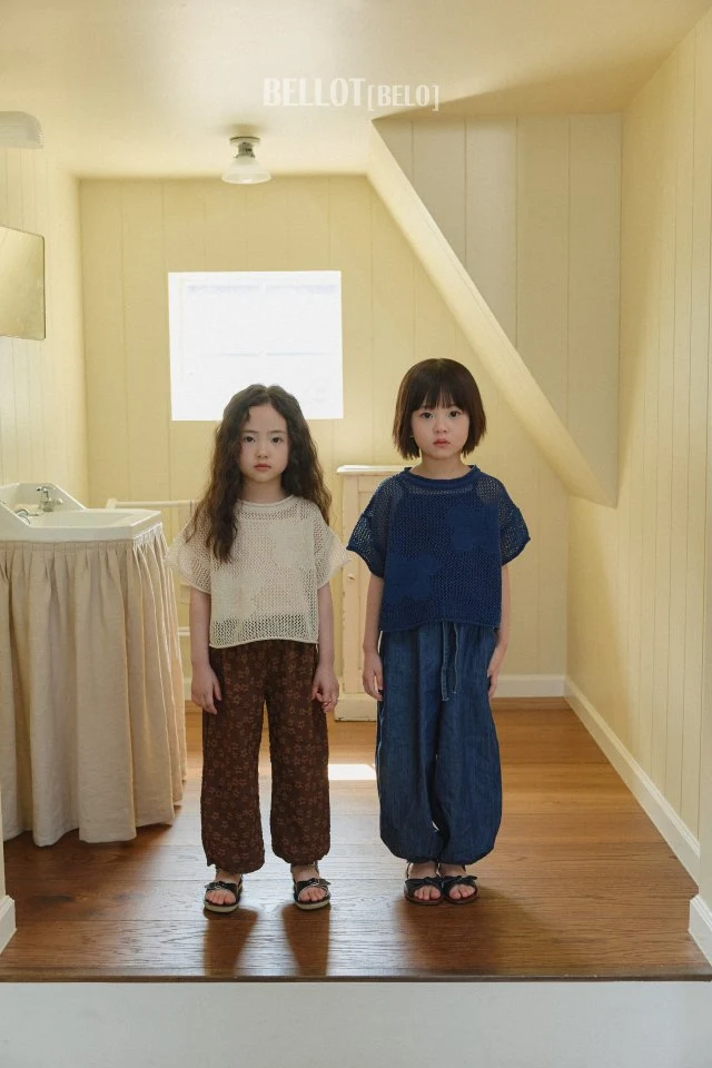 Bellot - Korean Children Fashion - #kidsstore - Flower Knit Short Sleeve Tee - 8