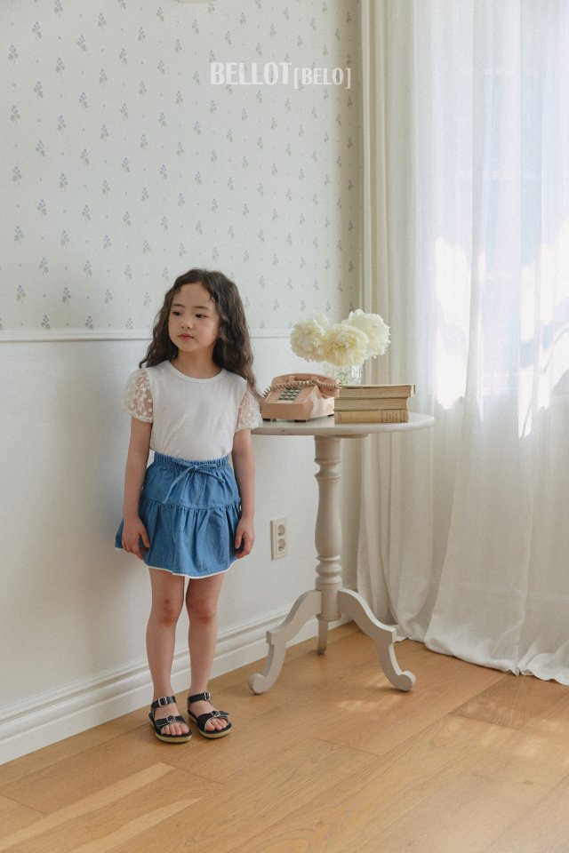 Bellot - Korean Children Fashion - #kidsstore - Lace Denim Skirt - 5