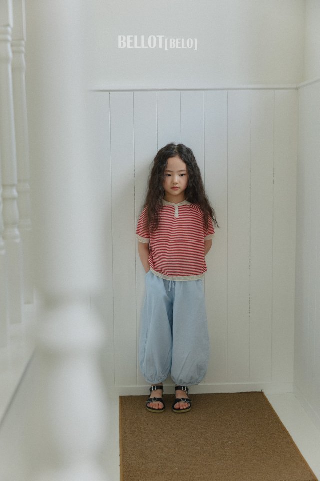 Bellot - Korean Children Fashion - #kidzfashiontrend - Stripe Collar Knit Short Sleeve Tee - 2