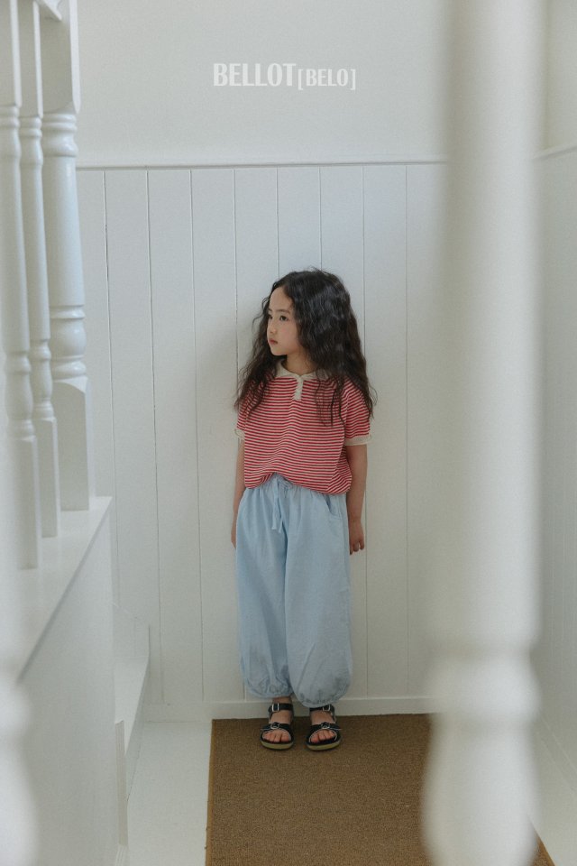 Bellot - Korean Children Fashion - #Kfashion4kids - Stripe Collar Knit Short Sleeve Tee - 4