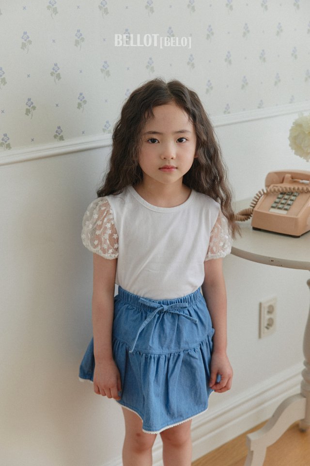 Bellot - Korean Children Fashion - #littlefashionista - Lace Denim Skirt - 8