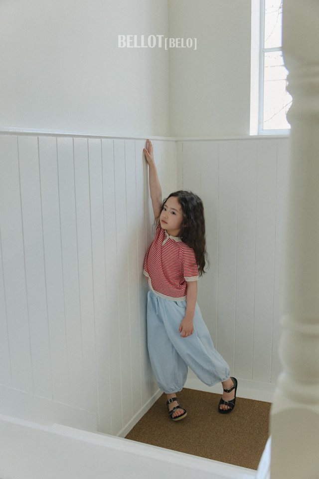 Bellot - Korean Children Fashion - #magicofchildhood - Stripe Collar Knit Short Sleeve Tee - 5