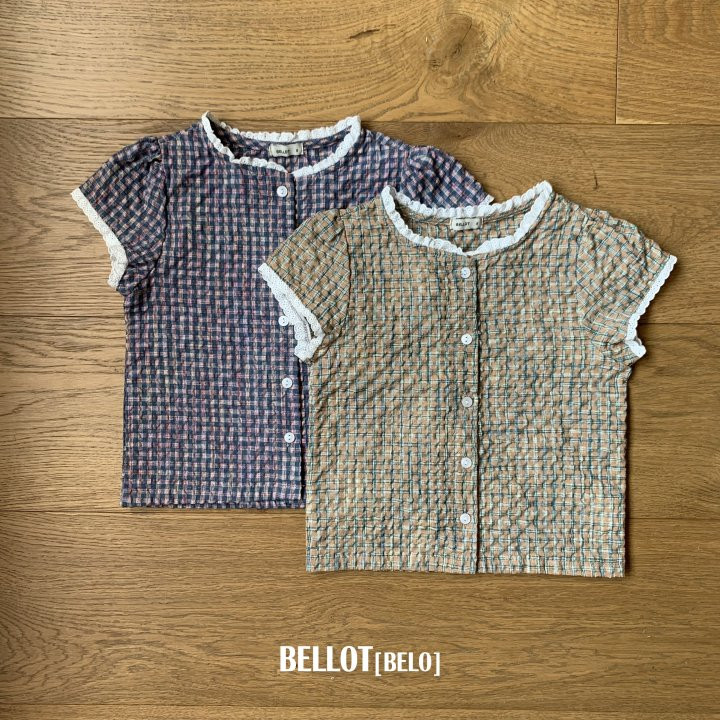 Bellot - Korean Children Fashion - #minifashionista - Check Lace Blouse
