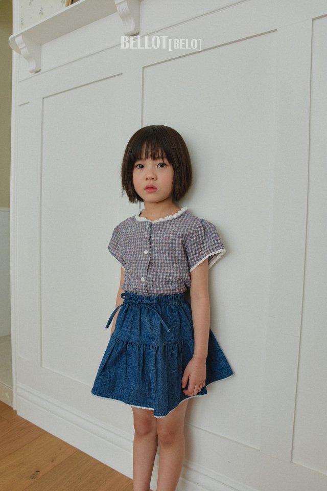 Bellot - Korean Children Fashion - #minifashionista - Lace Denim Skirt - 10