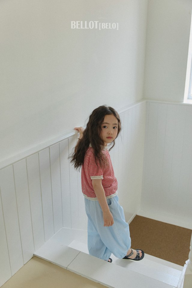 Bellot - Korean Children Fashion - #prettylittlegirls - Stripe Collar Knit Short Sleeve Tee - 7