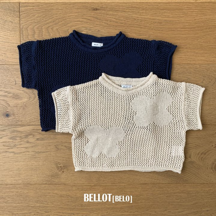 Bellot - Korean Children Fashion - #stylishchildhood - Flower Knit Short Sleeve Tee