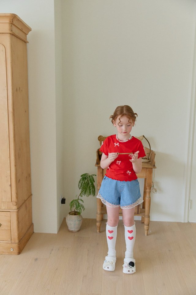 Berry Berry - Korean Children Fashion - #prettylittlegirls - Lace Denim Shorts - 4