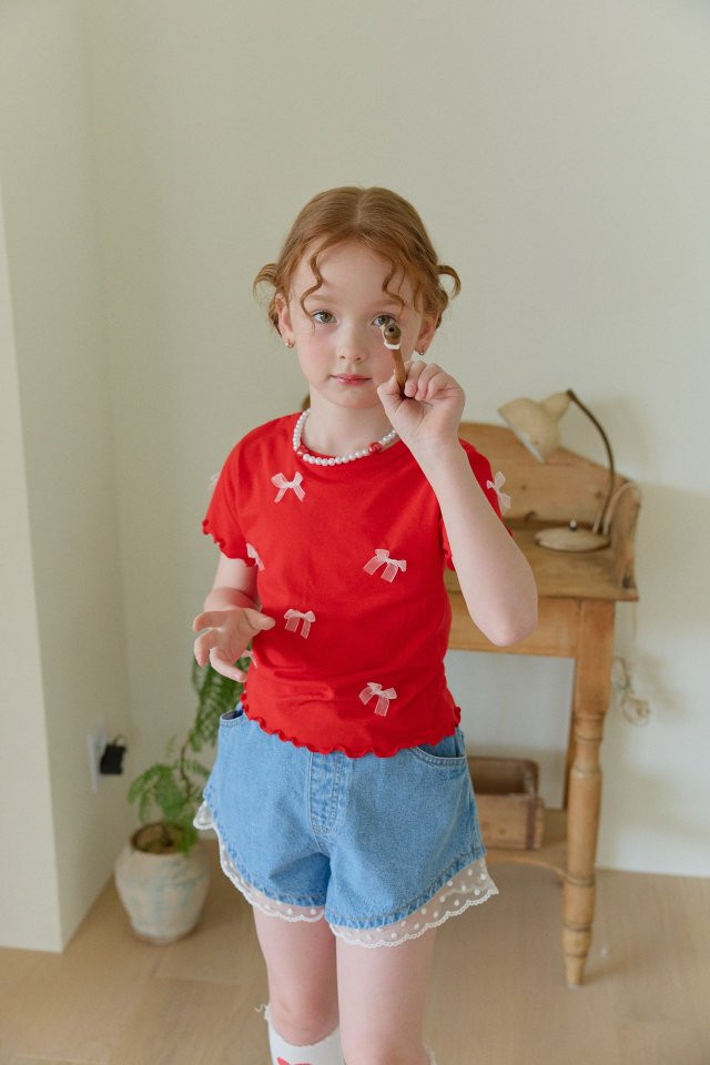 Berry Berry - Korean Children Fashion - #childofig - Lace Denim Shorts - 5