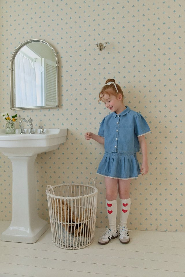 Berry Berry - Korean Children Fashion - #kidsstore - Denim Pleated Skirt