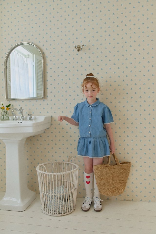 Berry Berry - Korean Children Fashion - #Kfashion4kids - Denim Pleated Skirt - 4