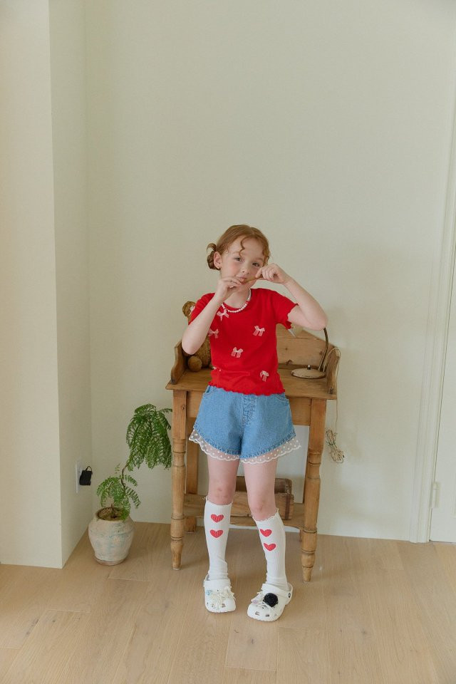 Berry Berry - Korean Children Fashion - #magicofchildhood - Lace Denim Shorts