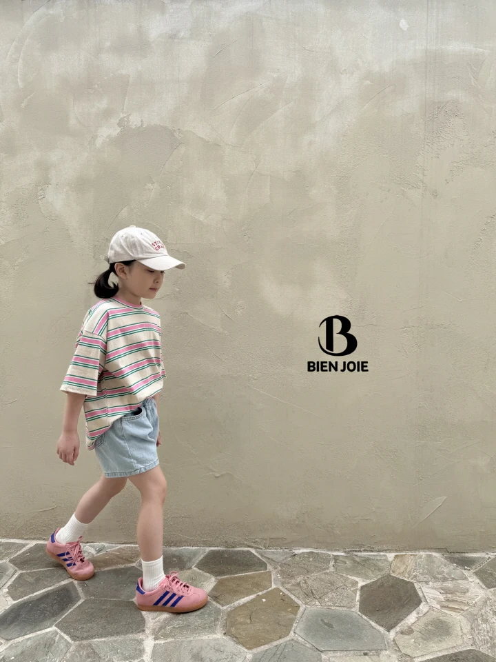 Bien Joie - Korean Children Fashion - #kidsshorts - Genie Striped Tee - 8