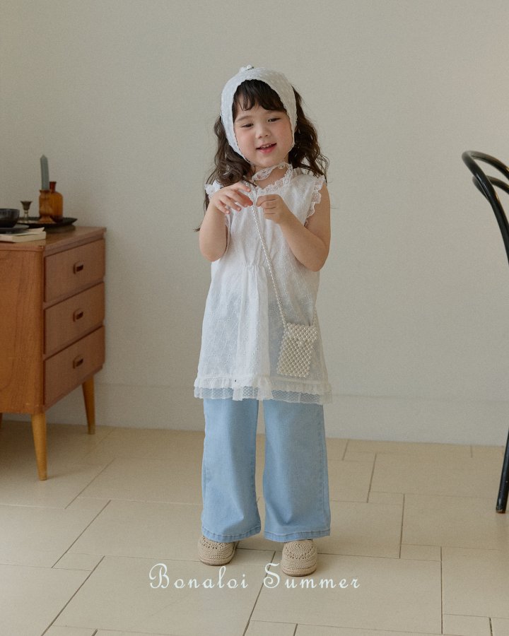 Bonaloi - Korean Children Fashion - #stylishchildhood - Eyelet Pure One-Piece - 4