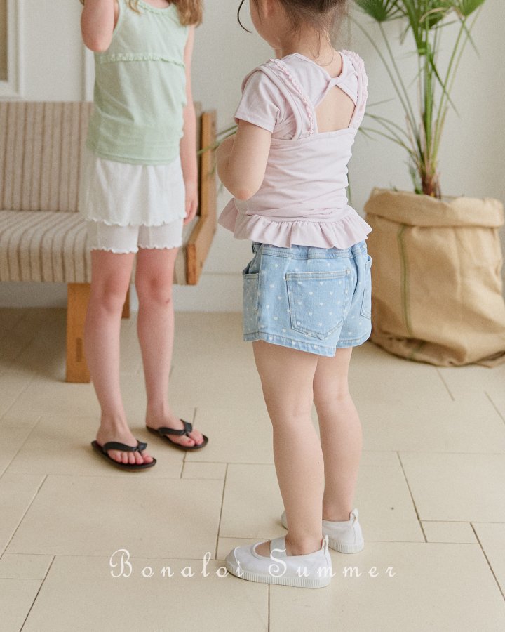 Bonaloi - Korean Children Fashion - #childofig - Mini Heart Short Denim - 10