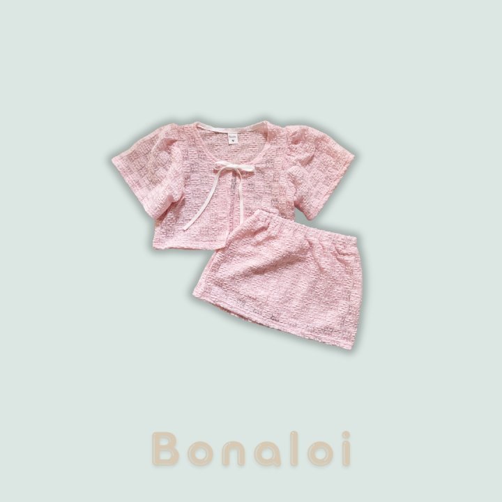 Bonaloi - Korean Children Fashion - #childrensboutique - Lace Puff Bolero Set