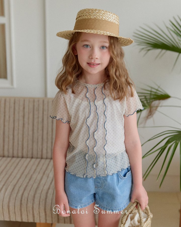 Heart Pocket Mini Denim Pants by Bonaloi for Child - view 3