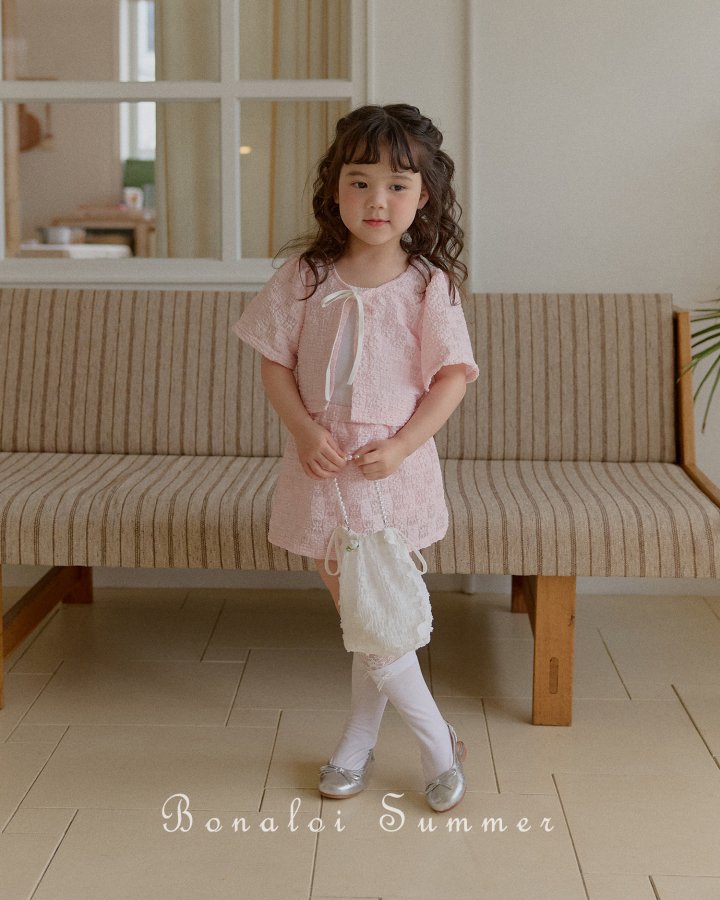 Bonaloi - Korean Children Fashion - #kidsshorts - Lace Puff Bolero Set - 5