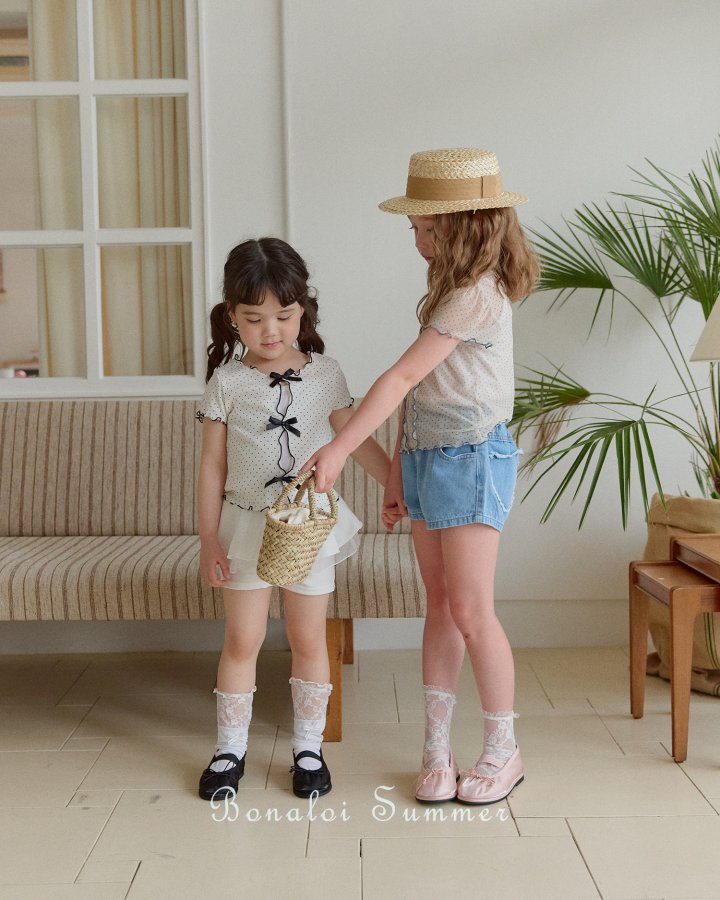 Heart Pocket Mini Denim Pants by Bonaloi for Child - view 6