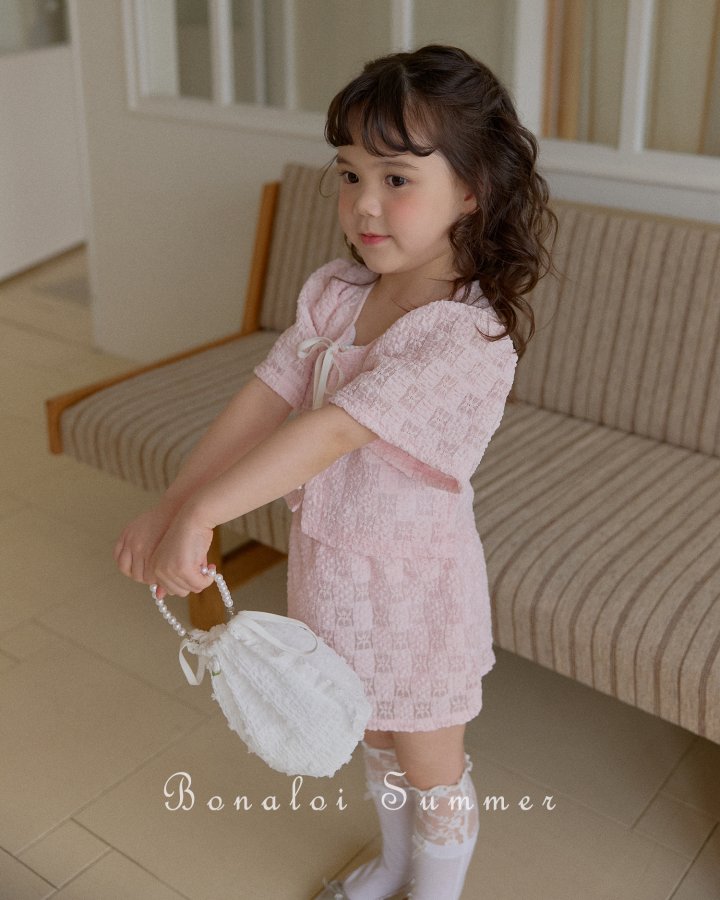 Bonaloi - Korean Children Fashion - #kidsstore - Lace Puff Bolero Set - 6