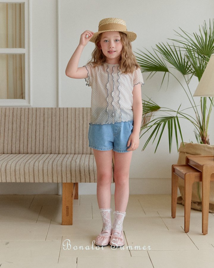 Heart Pocket Mini Denim Pants by Bonaloi for Child - view 7