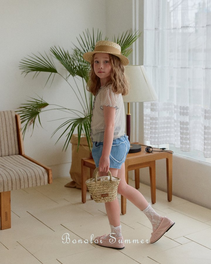 Heart Pocket Mini Denim Pants by Bonaloi for Child - view 9